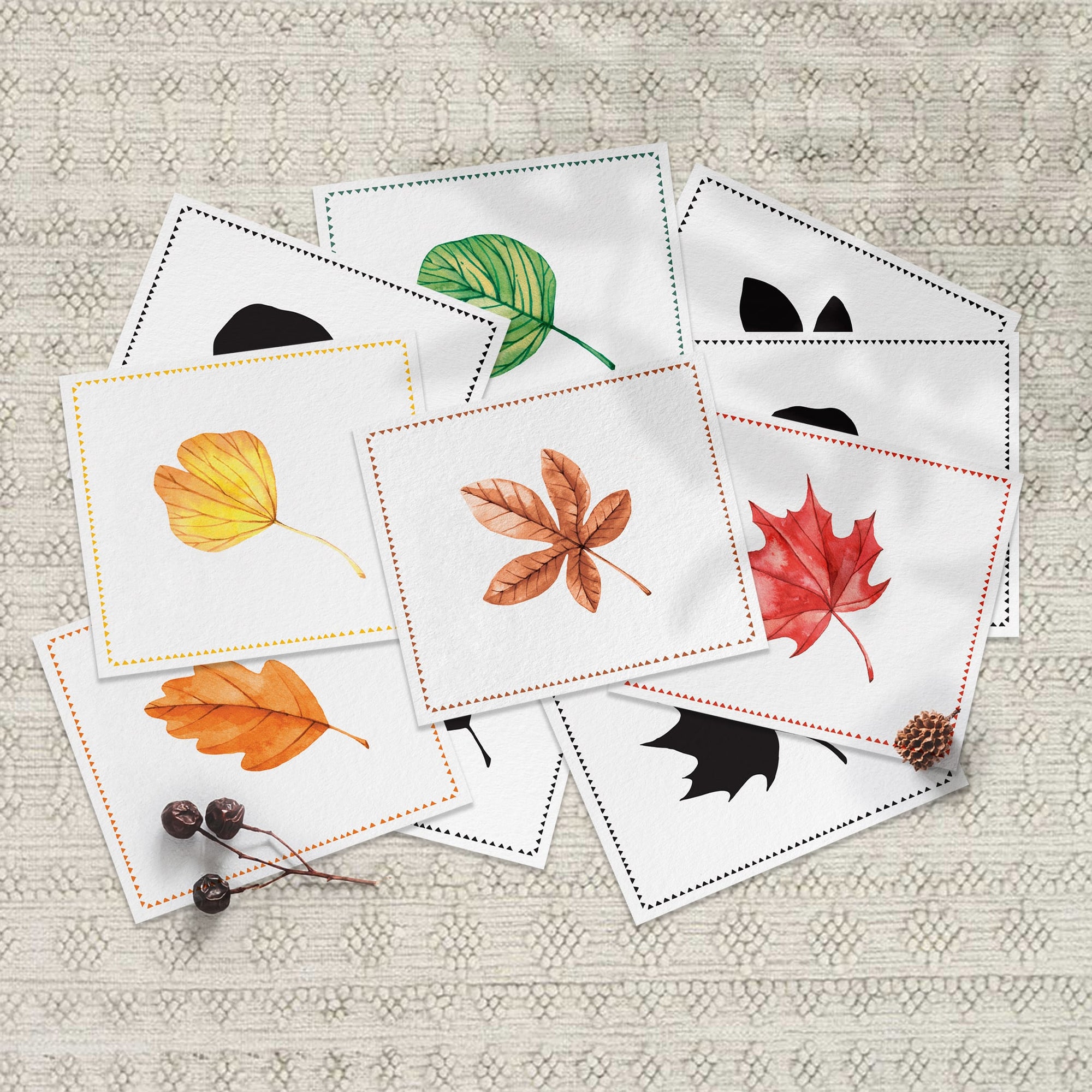 Montessori toddler leaf shadow matching game