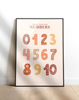 framed numbers poster for kids showing numbers 0-10 in boho style