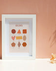educational poster for children - shapes theme, in boho style bedroom