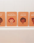 emotional intelligence emotions cards for kids, in bedroom hung on wall