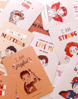 stack of positive affirmation cards for children with illustrations and positive quotes