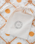 calico drawstring bag for safekeeping