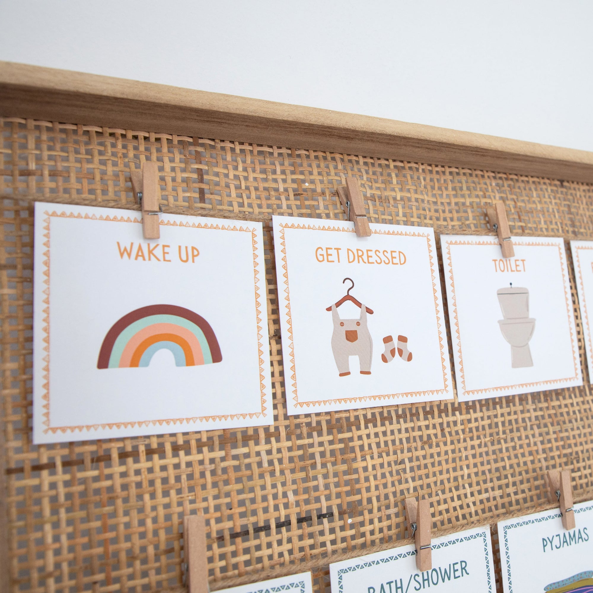 montessori visual schedule showing morning routine for toddlers