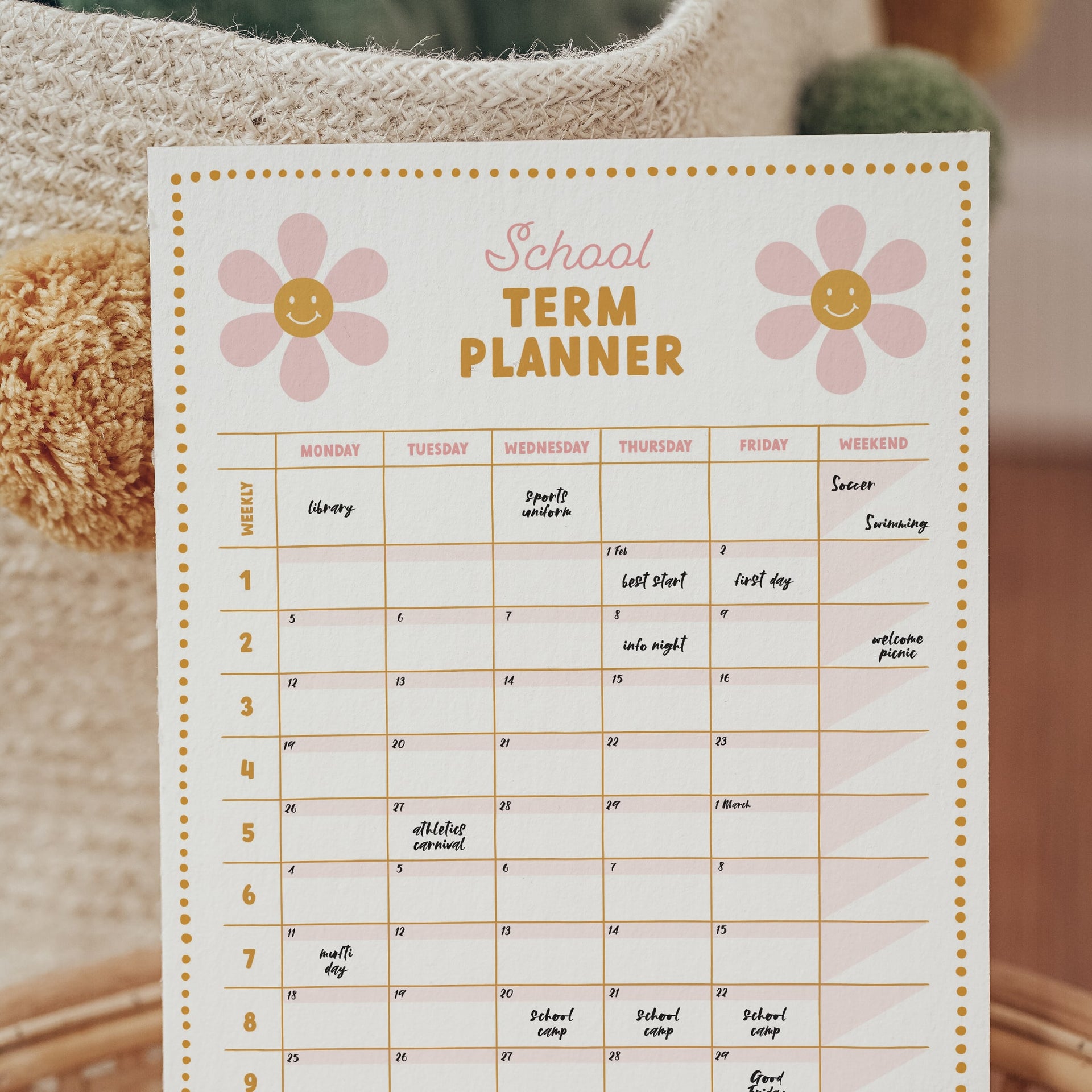 Printable A4 School Term Planner The Creative Sprout