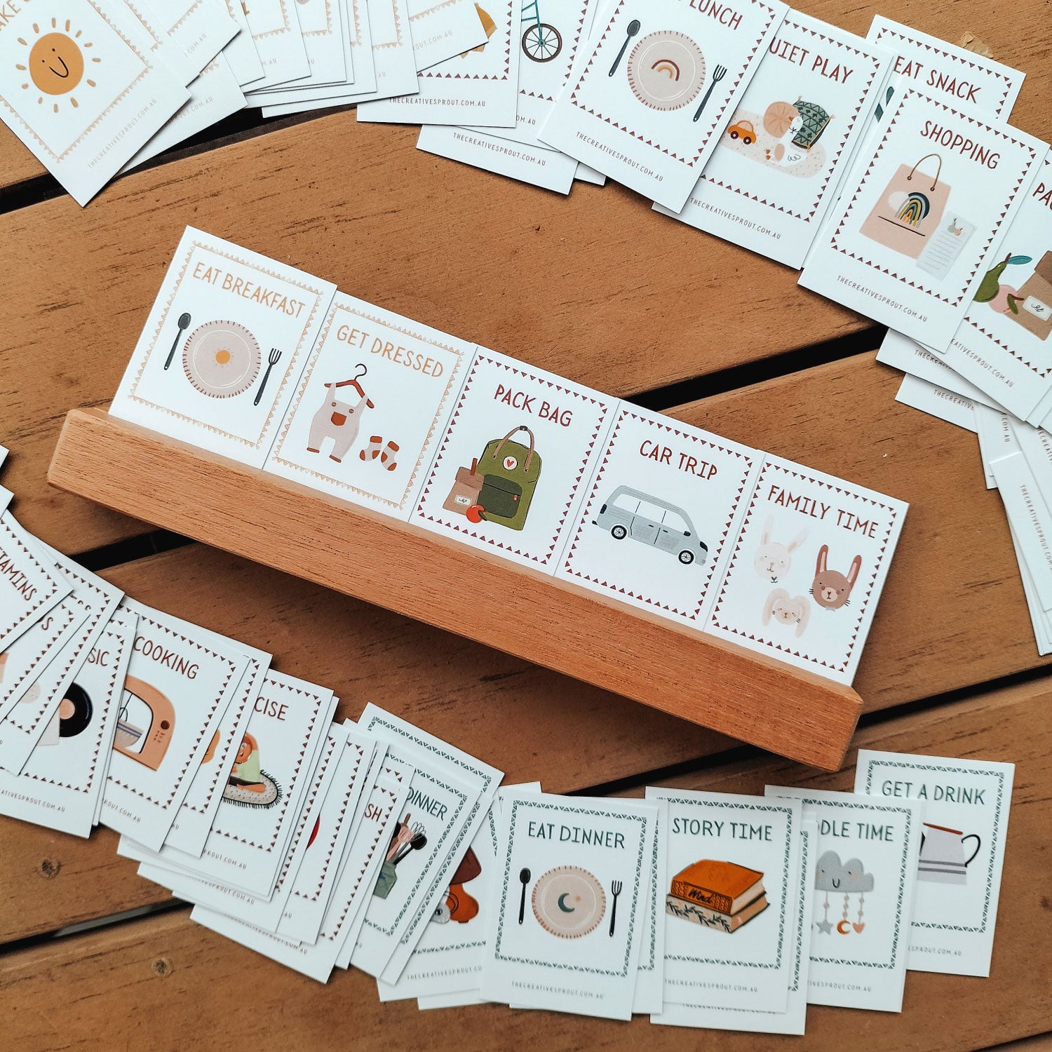 72 Daily Routine Cards + Display Stand