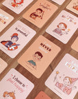 positive affirmation cards for kids on table with positive phrases and illustrations