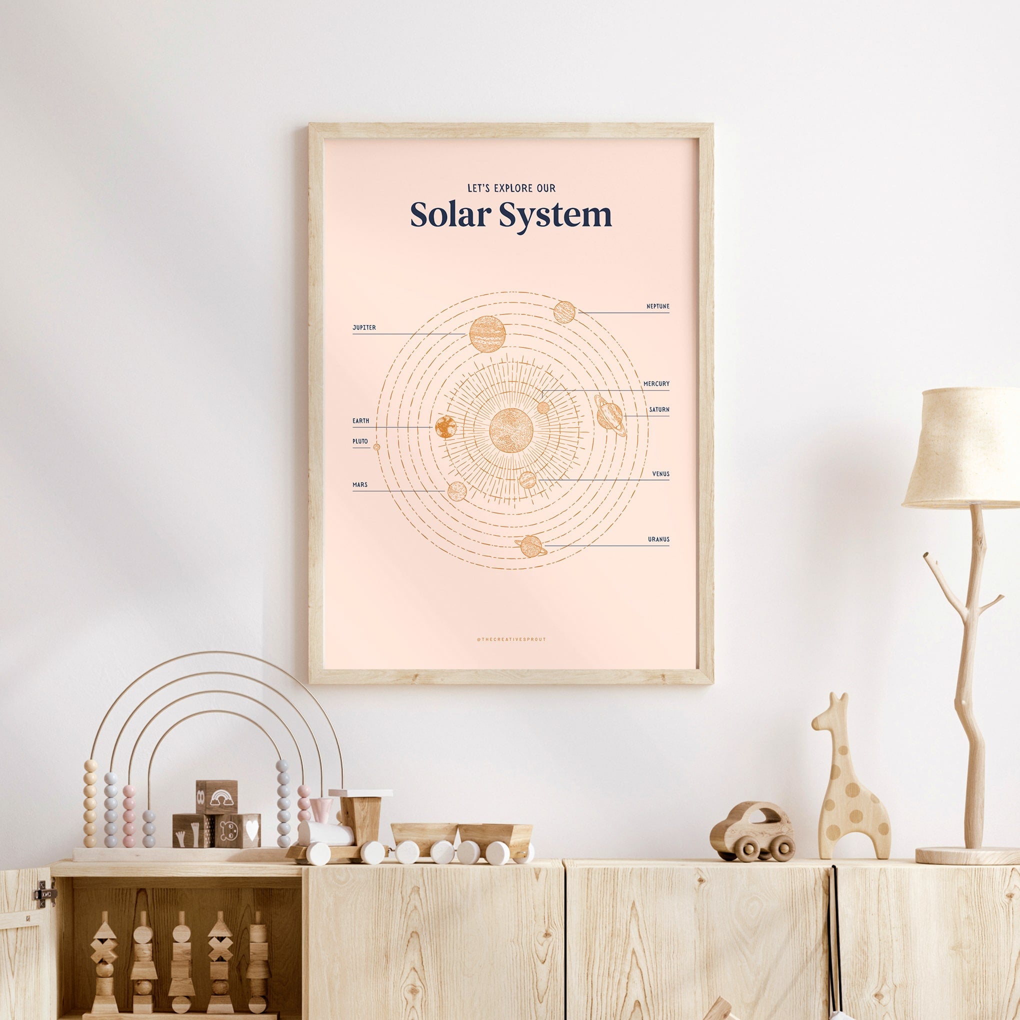 solar system poster in child&#39;s playroom