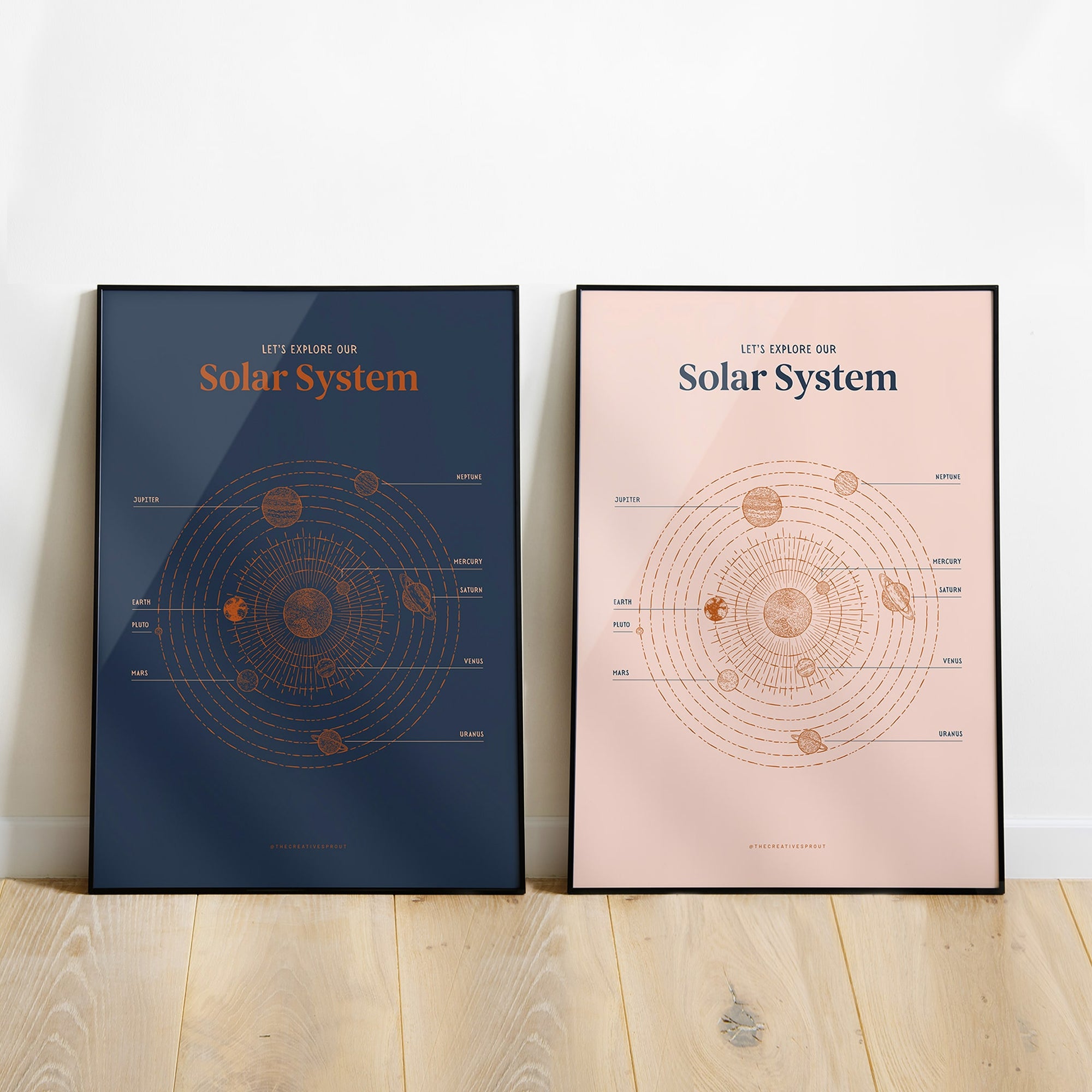 boho style solar system poster for preschoolers