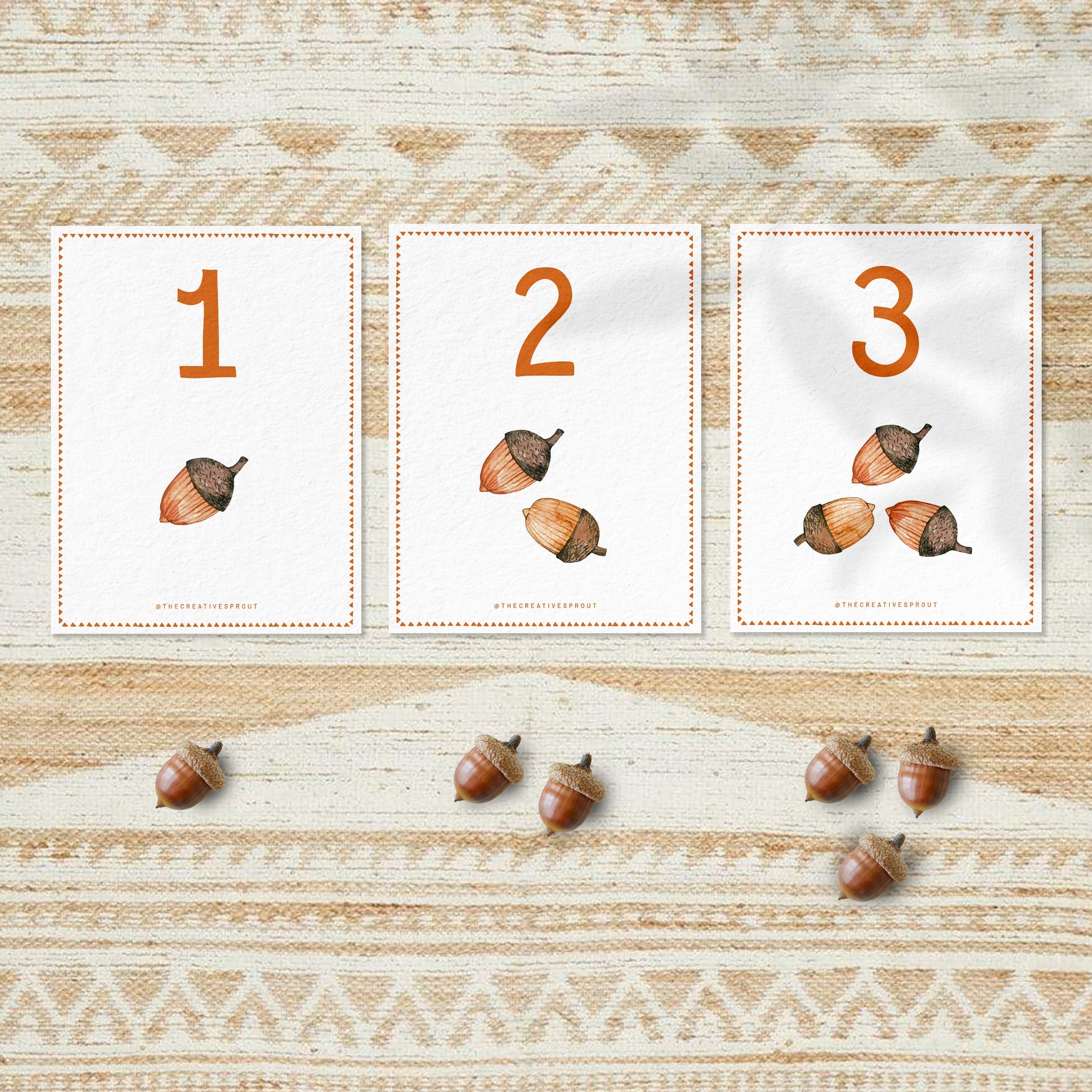 montessori counting cards for toddlers with seasons theme