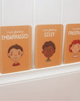 emotions activities for toddlers - set of cards hung on wall