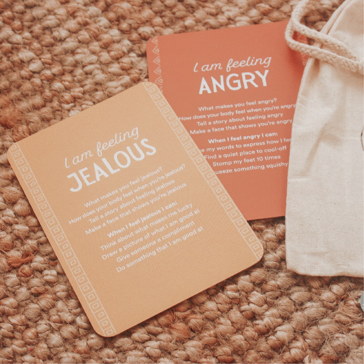 emotions flashcards showing coping strategies for toddlers and preschool kids