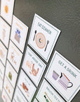 montessori resources australia - magnetic routine cards on fridge